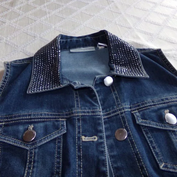 Chico's Platinum Rhinestone Vest - Picture 1 of 7